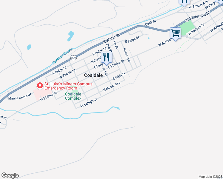 map of restaurants, bars, coffee shops, grocery stores, and more near 292 3rd Street in Coaldale