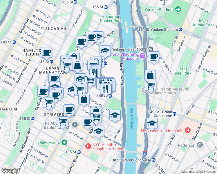 map of restaurants, bars, coffee shops, grocery stores, and more near in New York