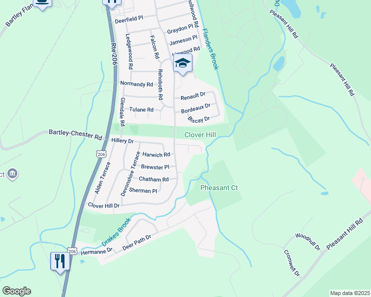 map of restaurants, bars, coffee shops, grocery stores, and more near 5 Townley Court in Mount Olive