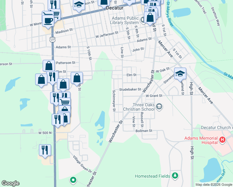 map of restaurants, bars, coffee shops, grocery stores, and more near 816 Line Street in Decatur
