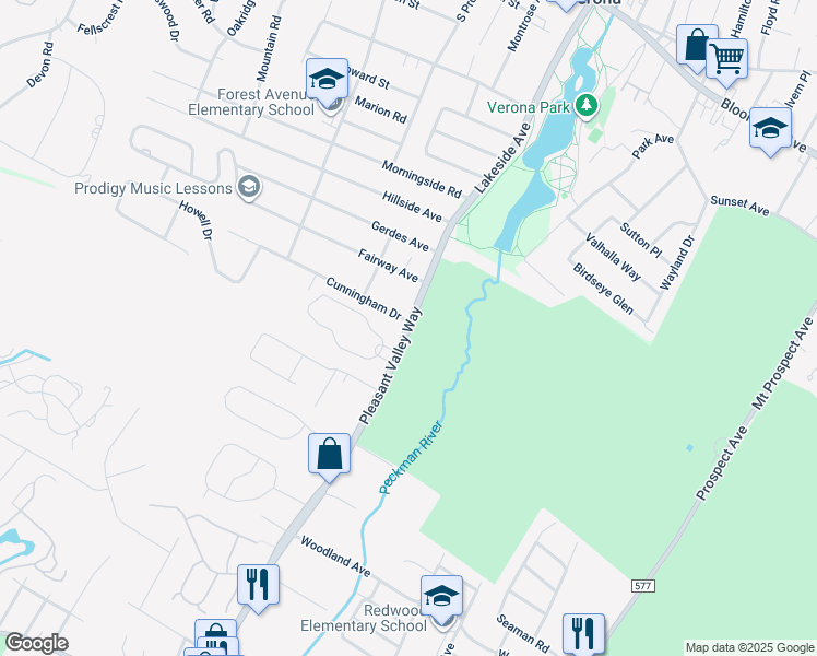 map of restaurants, bars, coffee shops, grocery stores, and more near 107 Pleasant Valley Way in West Orange