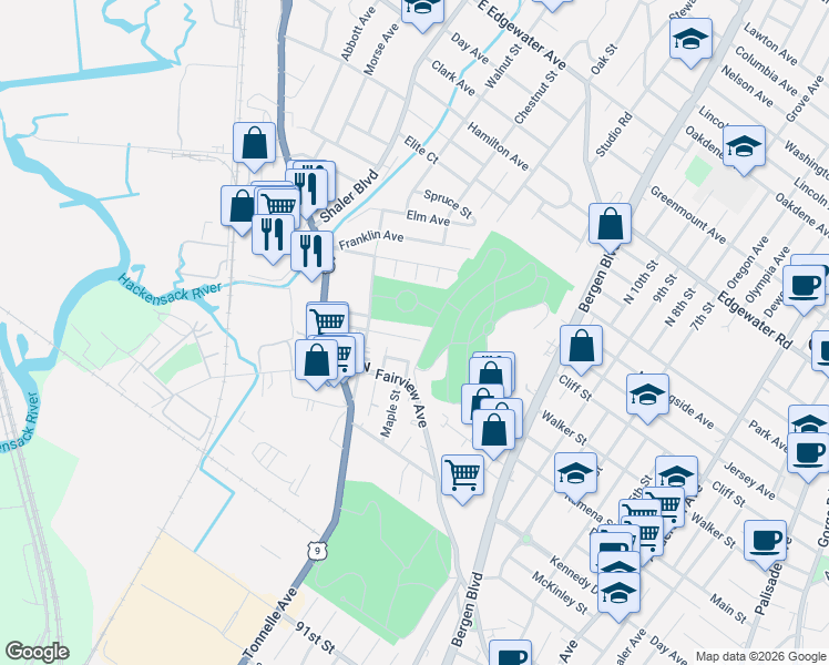 map of restaurants, bars, coffee shops, grocery stores, and more near 697 Probst Avenue in Fairview
