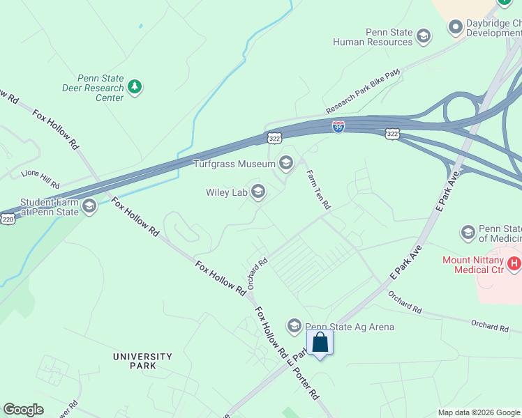 map of restaurants, bars, coffee shops, grocery stores, and more near Wiley Lane in Centre County