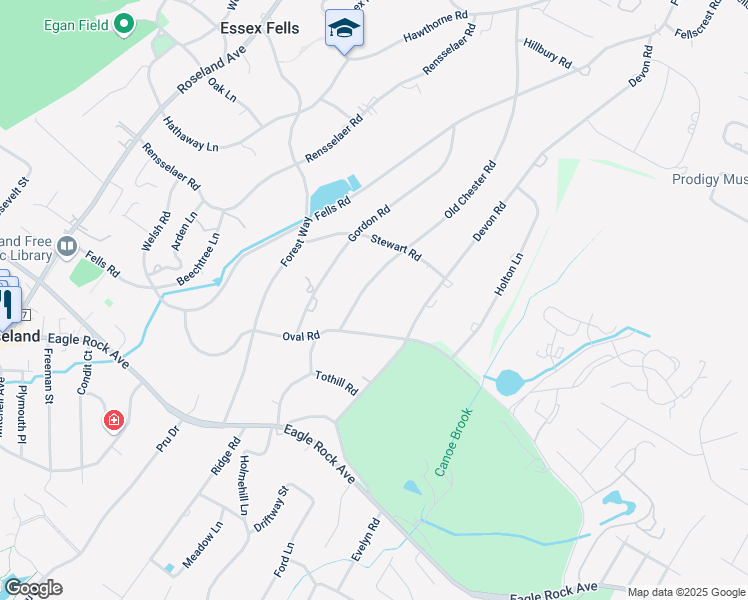 map of restaurants, bars, coffee shops, grocery stores, and more near 164 Old Chester Road in Essex Fells
