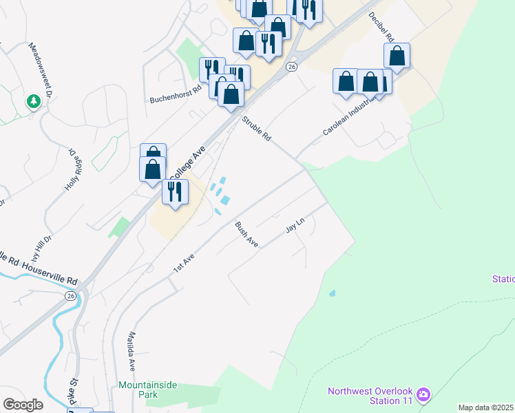map of restaurants, bars, coffee shops, grocery stores, and more near 157 1st Avenue in State College