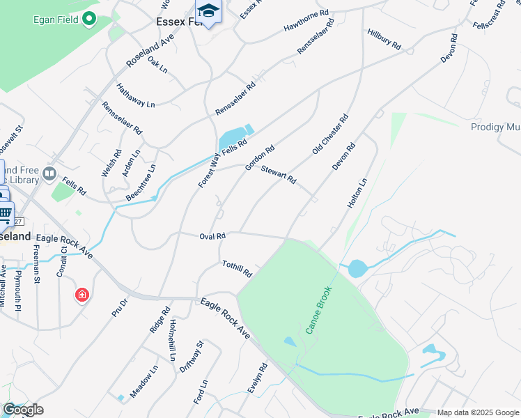map of restaurants, bars, coffee shops, grocery stores, and more near 164 Old Chester Road in Essex Fells