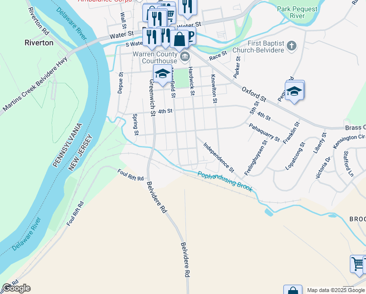 map of restaurants, bars, coffee shops, grocery stores, and more near 509 Mansfield Street in Belvidere
