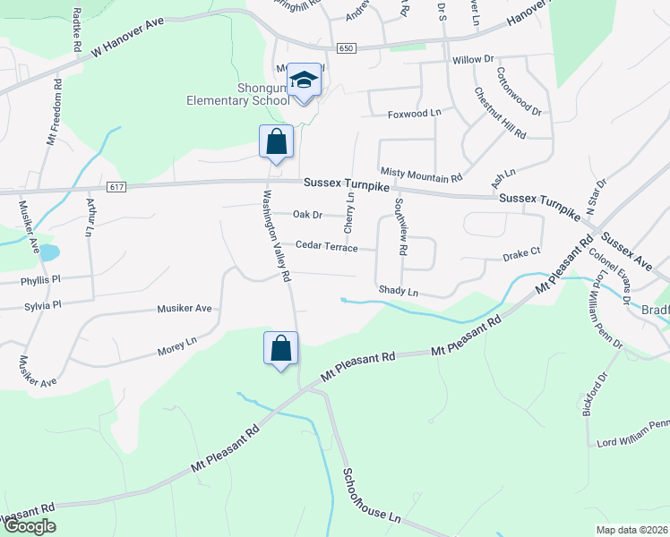 map of restaurants, bars, coffee shops, grocery stores, and more near 12 Cedar Terrace in Randolph