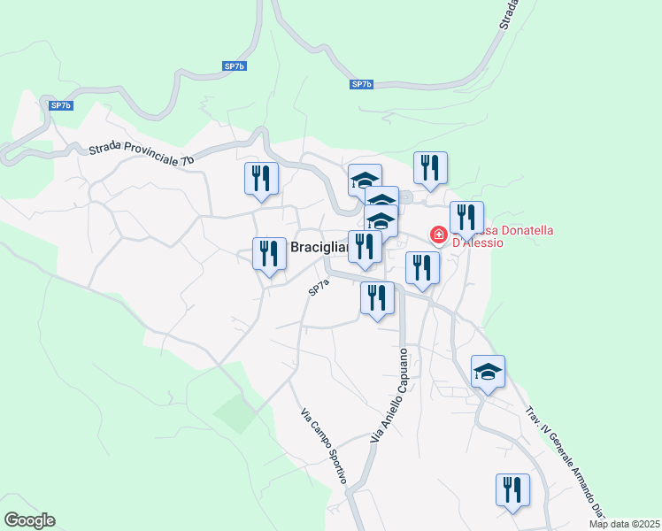 map of restaurants, bars, coffee shops, grocery stores, and more near 3 Via Francesco D'Amato in Bracigliano