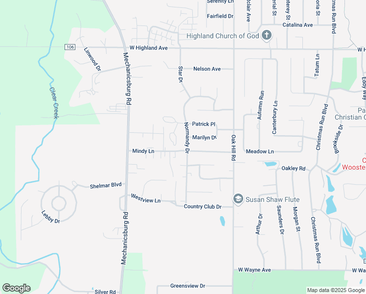 map of restaurants, bars, coffee shops, grocery stores, and more near 1909 Saddle Brook Circle in Wooster