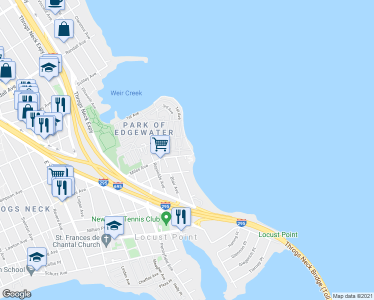 map of restaurants, bars, coffee shops, grocery stores, and more near 2 Harding Avenue in Bronx