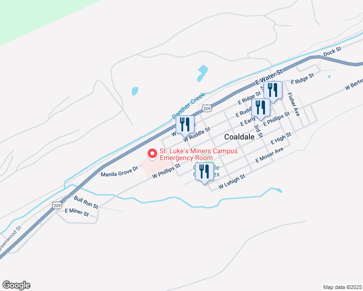 map of restaurants, bars, coffee shops, grocery stores, and more near 216 West Ruddle Street in Coaldale