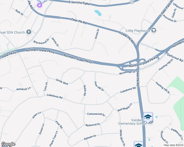 map of restaurants, bars, coffee shops, grocery stores, and more near 26 Woodedge Drive in Dix Hills