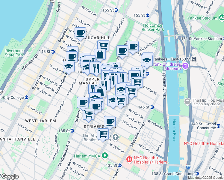 map of restaurants, bars, coffee shops, grocery stores, and more near in New York