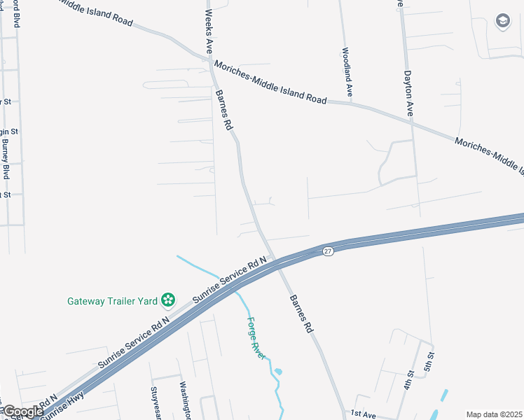 map of restaurants, bars, coffee shops, grocery stores, and more near 83 Barnes Road in Manorville