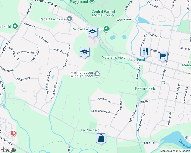 map of restaurants, bars, coffee shops, grocery stores, and more near 10 Janeway Pl in Morris Plains