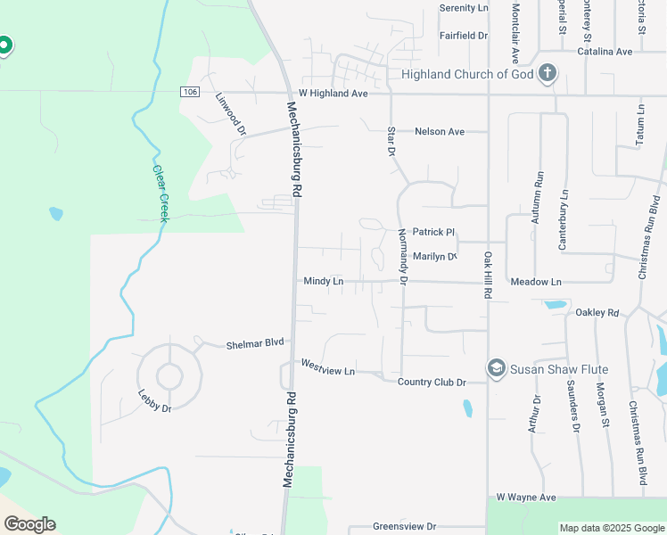 map of restaurants, bars, coffee shops, grocery stores, and more near 1155 Mindy Lane in Wooster