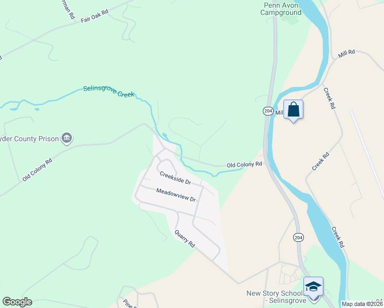 map of restaurants, bars, coffee shops, grocery stores, and more near 100 Old Colony Road in Selinsgrove