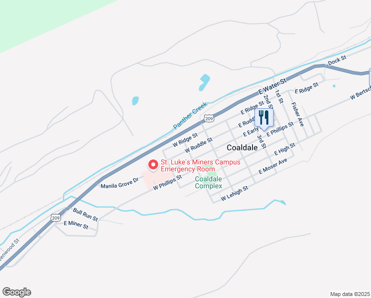 map of restaurants, bars, coffee shops, grocery stores, and more near 216 West Ruddle Street in Coaldale