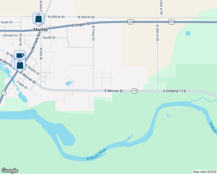map of restaurants, bars, coffee shops, grocery stores, and more near 601-619 East Morse Street in Markle