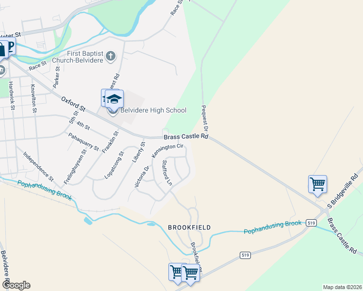map of restaurants, bars, coffee shops, grocery stores, and more near 53 Kensington Circle in Belvidere
