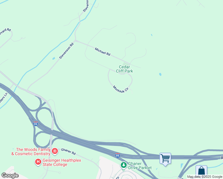 map of restaurants, bars, coffee shops, grocery stores, and more near 179 Montauk Circle in Port Matilda