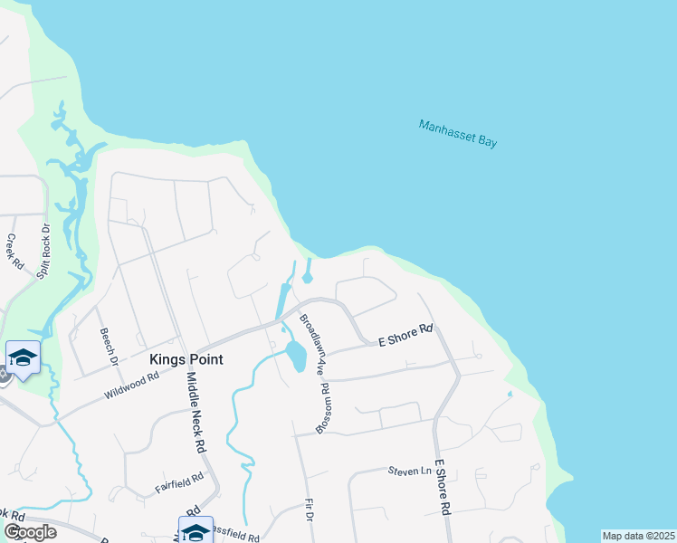 map of restaurants, bars, coffee shops, grocery stores, and more near 548 East Shore Road in Kings Point