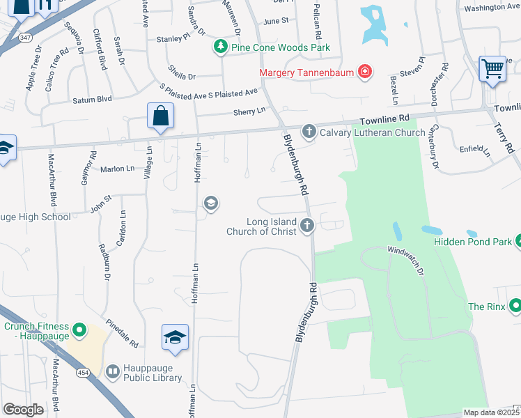 map of restaurants, bars, coffee shops, grocery stores, and more near 558 Village Drive in Hauppauge