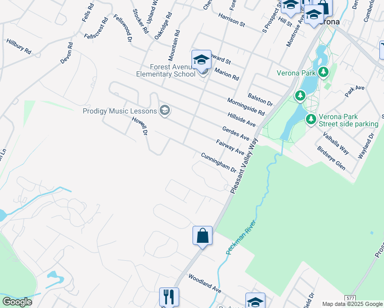 map of restaurants, bars, coffee shops, grocery stores, and more near 7 Walter Street in West Orange