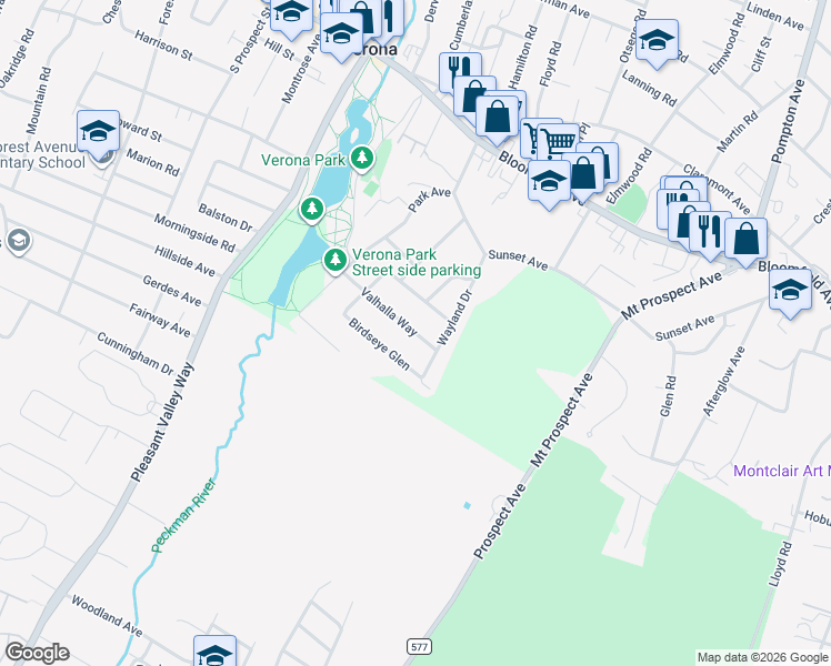 map of restaurants, bars, coffee shops, grocery stores, and more near 41 Wayland Drive in Verona