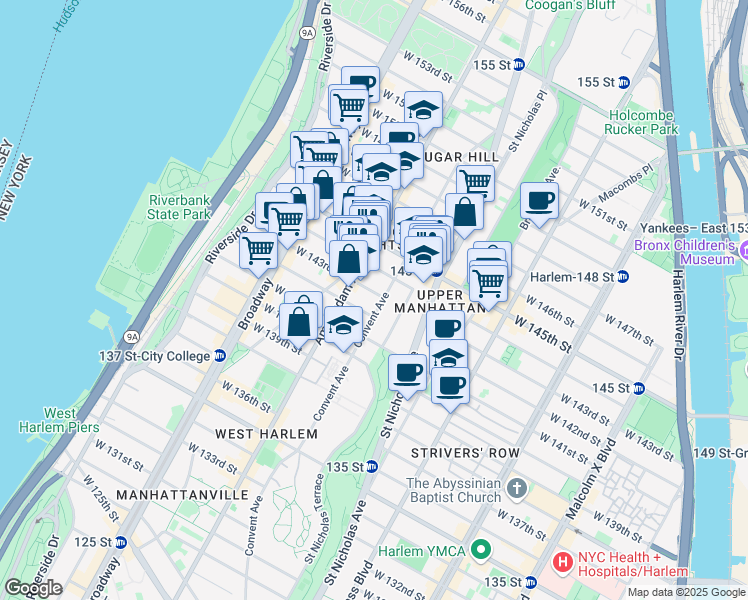 map of restaurants, bars, coffee shops, grocery stores, and more near in New York
