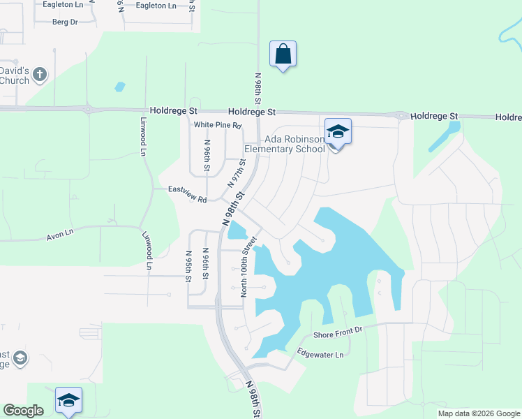 map of restaurants, bars, coffee shops, grocery stores, and more near 1144 North 99th Street in Lincoln