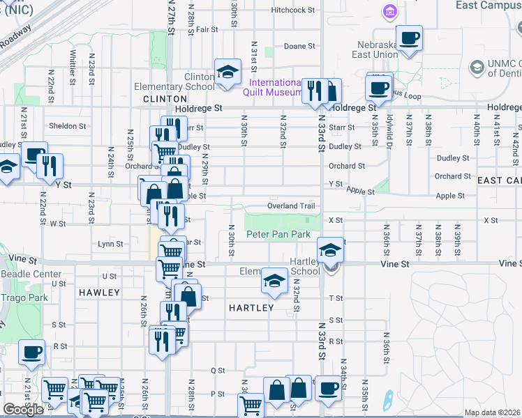 map of restaurants, bars, coffee shops, grocery stores, and more near in Lincoln