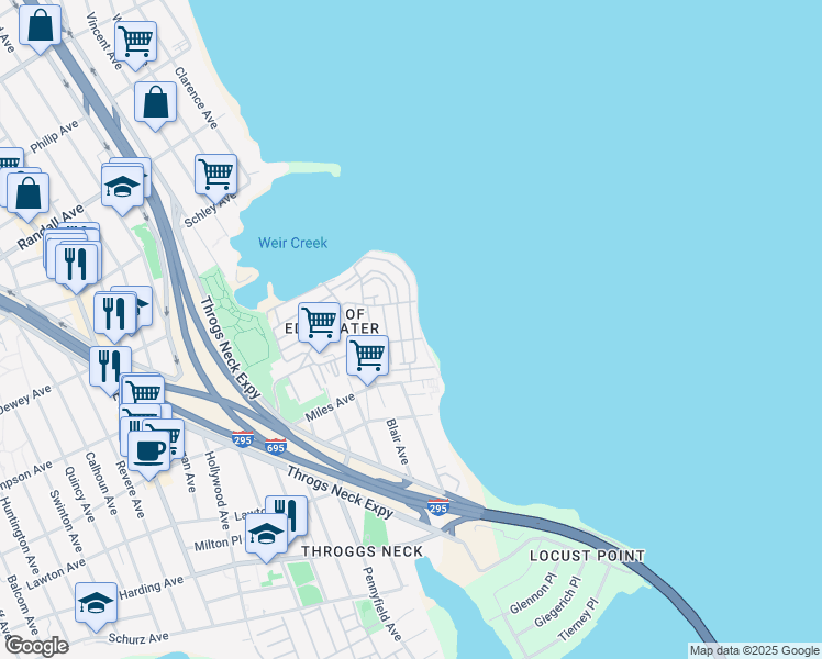 map of restaurants, bars, coffee shops, grocery stores, and more near 23B 1st Avenue in Bronx
