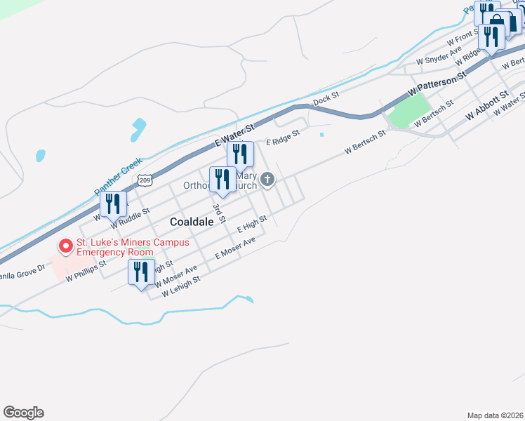 map of restaurants, bars, coffee shops, grocery stores, and more near 205 2nd Street in Coaldale