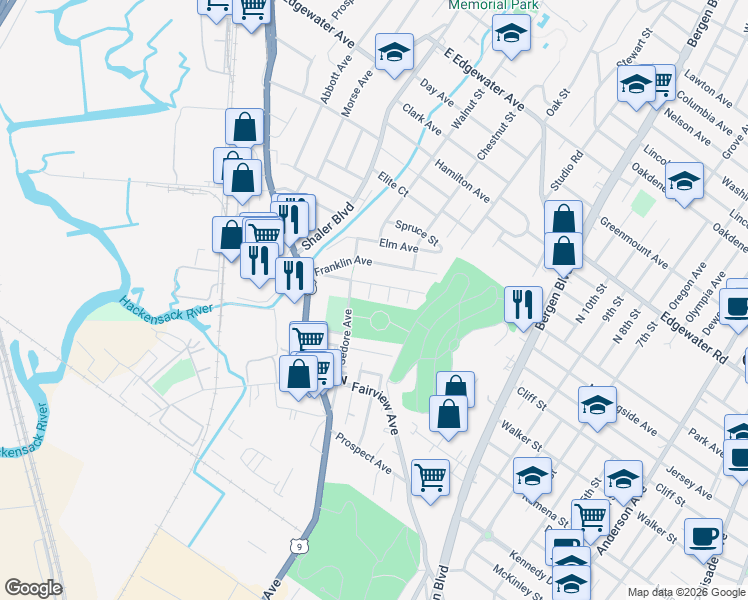 map of restaurants, bars, coffee shops, grocery stores, and more near 703 Greeley Avenue in Fairview
