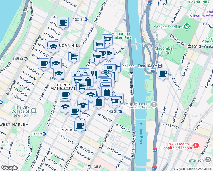 map of restaurants, bars, coffee shops, grocery stores, and more near in New York