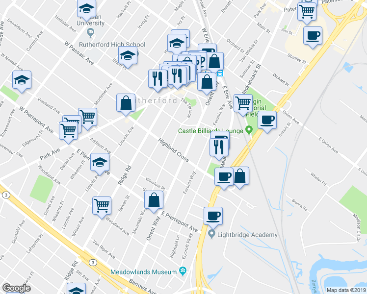 map of restaurants, bars, coffee shops, grocery stores, and more near 103 Mountain Way in Rutherford