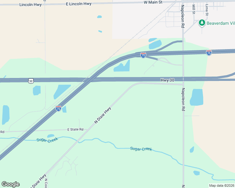 map of restaurants, bars, coffee shops, grocery stores, and more near 5839 N Dixie Hwy in Elida
