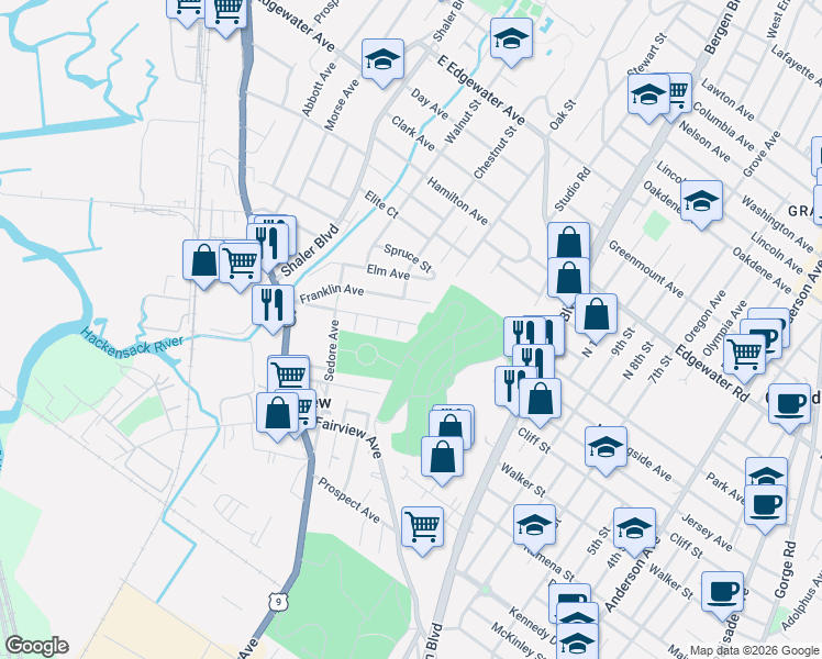 map of restaurants, bars, coffee shops, grocery stores, and more near 662 Greeley Avenue in Fairview