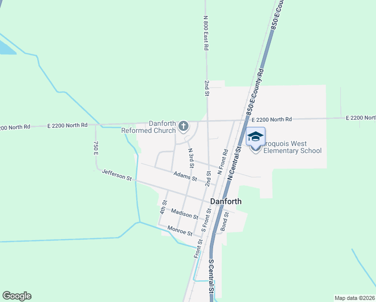 map of restaurants, bars, coffee shops, grocery stores, and more near 307 North 3rd Street in Danforth