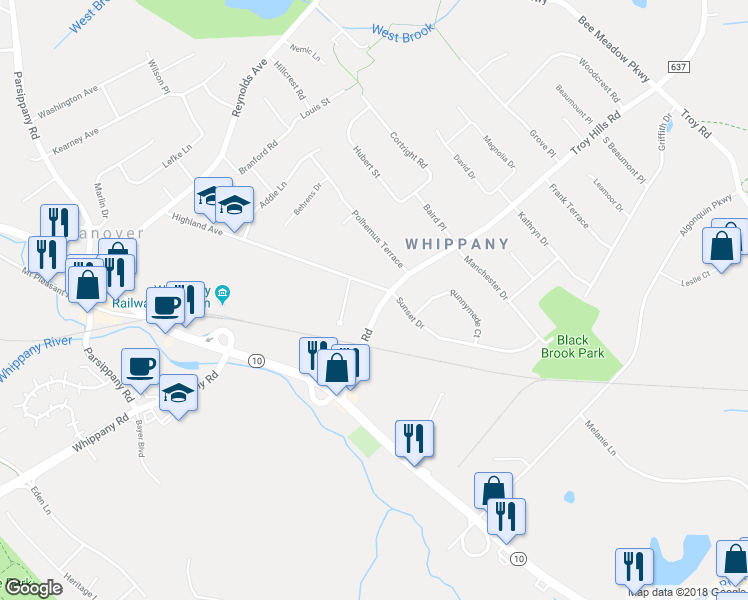 map of restaurants, bars, coffee shops, grocery stores, and more near 27 Troy Hills Road in Hanover