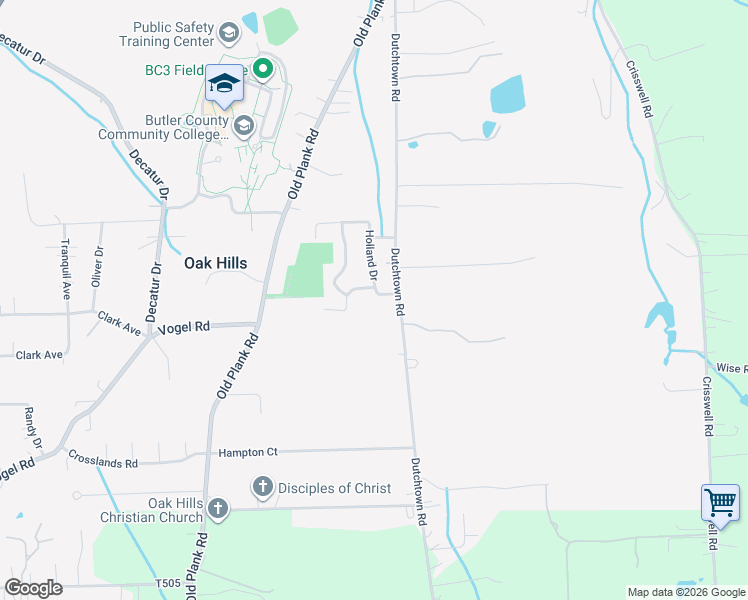 map of restaurants, bars, coffee shops, grocery stores, and more near 201 Rembrandt Drive in Butler