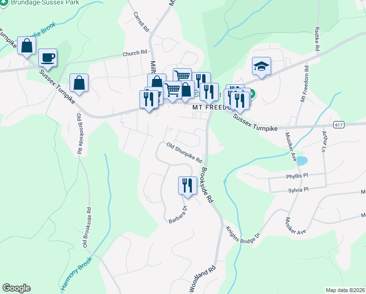 map of restaurants, bars, coffee shops, grocery stores, and more near 56 Albert Court in Randolph