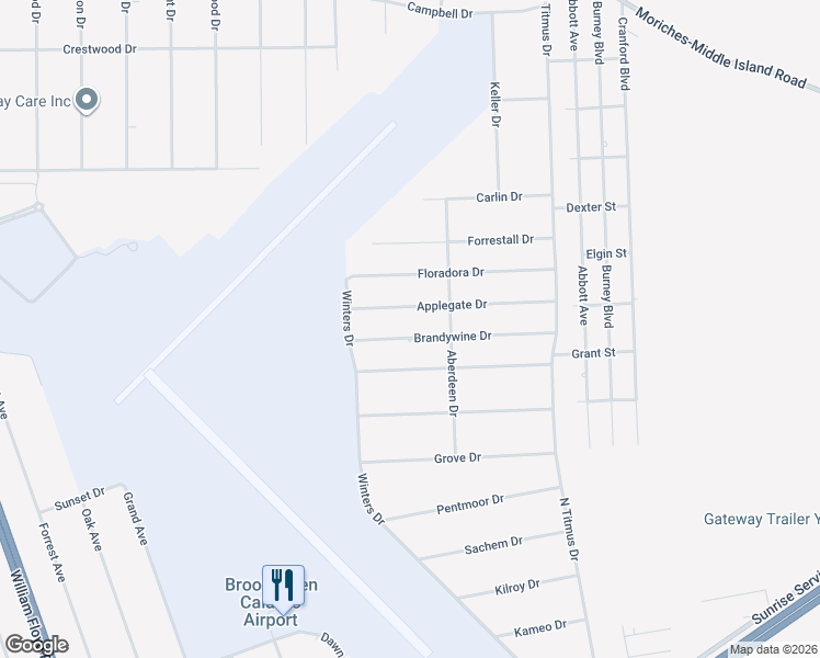map of restaurants, bars, coffee shops, grocery stores, and more near 22 Applegate Drive in Mastic