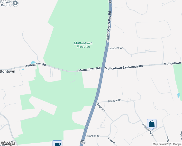 map of restaurants, bars, coffee shops, grocery stores, and more near 1850 Muttontown Road in Syosset