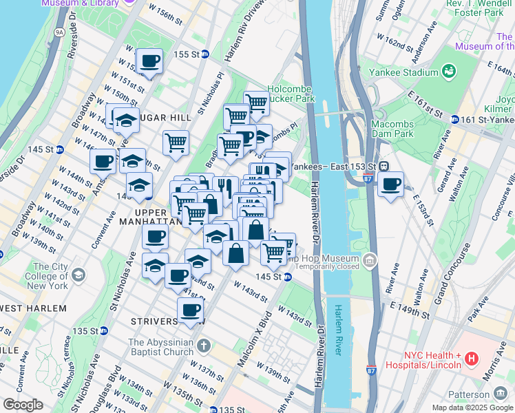 map of restaurants, bars, coffee shops, grocery stores, and more near in New York