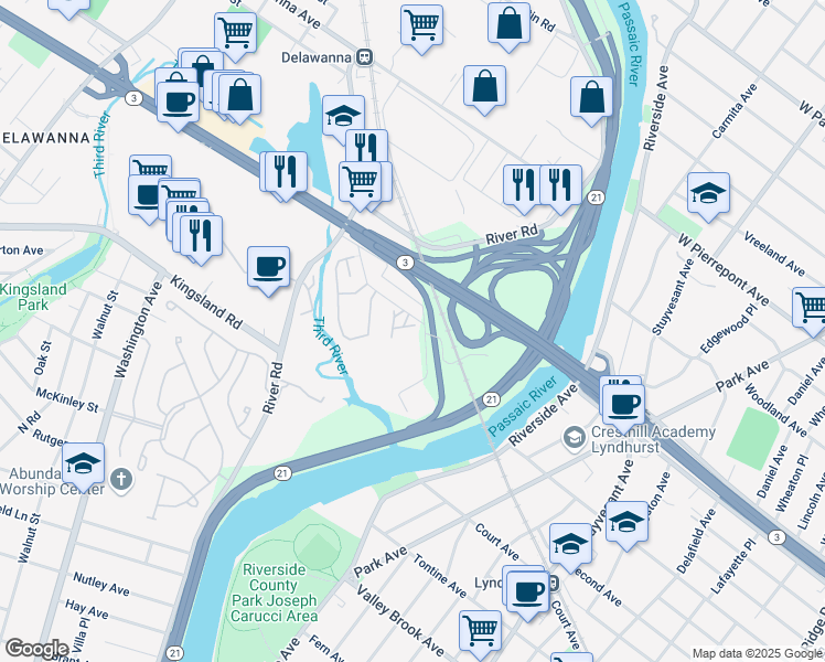 map of restaurants, bars, coffee shops, grocery stores, and more near 133 Rock Creek Drive in Clifton