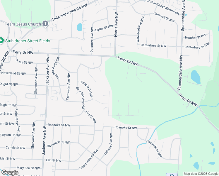 map of restaurants, bars, coffee shops, grocery stores, and more near 2904 Vicksburg Avenue Northwest in Canton