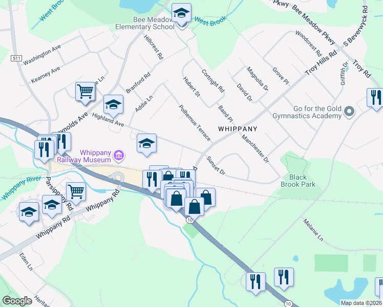 map of restaurants, bars, coffee shops, grocery stores, and more near 9 Highland Avenue in Hanover